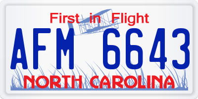NC license plate AFM6643