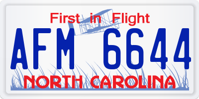 NC license plate AFM6644