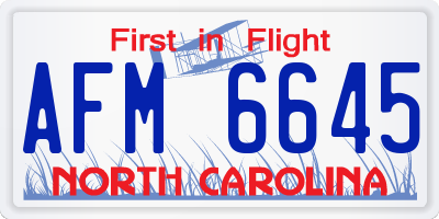 NC license plate AFM6645