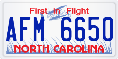 NC license plate AFM6650