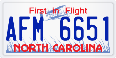 NC license plate AFM6651