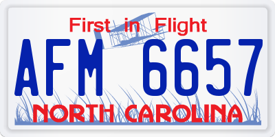 NC license plate AFM6657