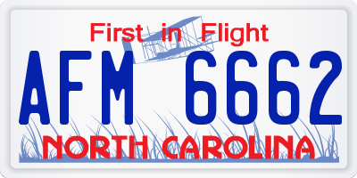 NC license plate AFM6662