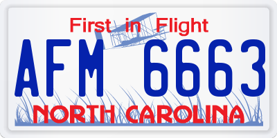 NC license plate AFM6663