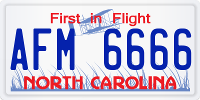 NC license plate AFM6666