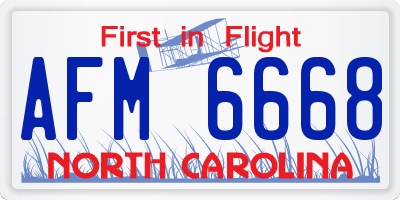 NC license plate AFM6668