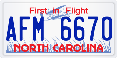 NC license plate AFM6670