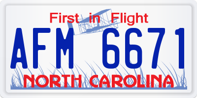 NC license plate AFM6671