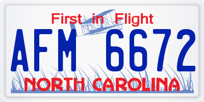 NC license plate AFM6672