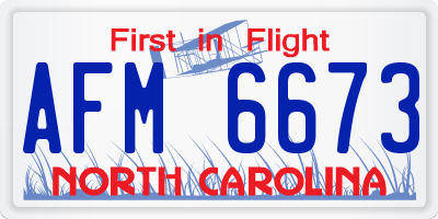 NC license plate AFM6673