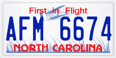 NC license plate AFM6674