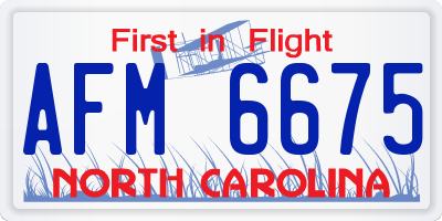 NC license plate AFM6675