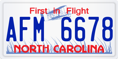 NC license plate AFM6678