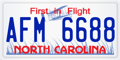 NC license plate AFM6688
