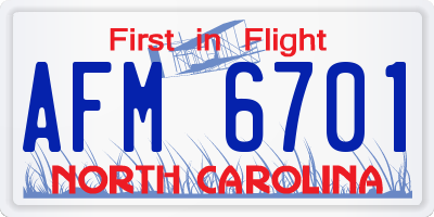 NC license plate AFM6701
