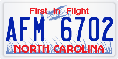 NC license plate AFM6702