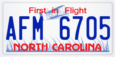 NC license plate AFM6705