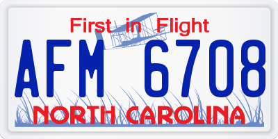 NC license plate AFM6708