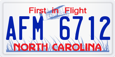 NC license plate AFM6712