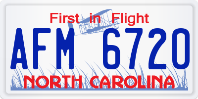NC license plate AFM6720