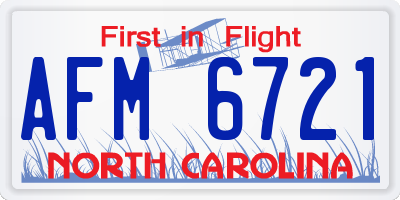 NC license plate AFM6721