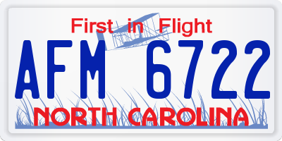 NC license plate AFM6722