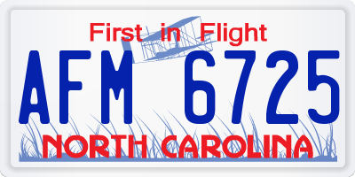 NC license plate AFM6725