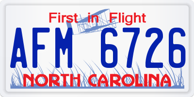 NC license plate AFM6726
