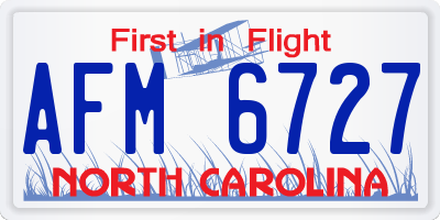 NC license plate AFM6727