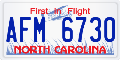 NC license plate AFM6730