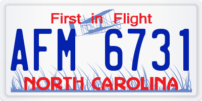 NC license plate AFM6731
