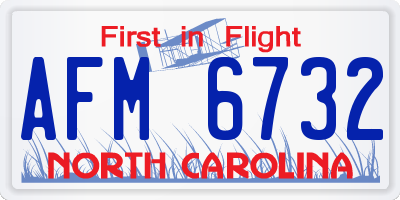 NC license plate AFM6732