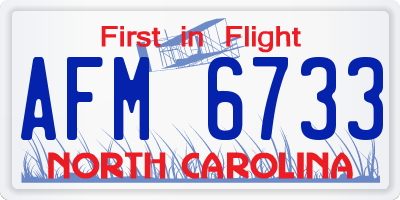 NC license plate AFM6733