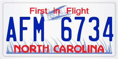 NC license plate AFM6734