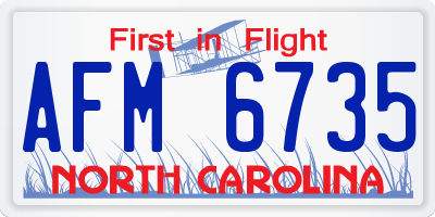 NC license plate AFM6735