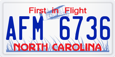 NC license plate AFM6736