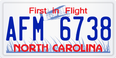 NC license plate AFM6738