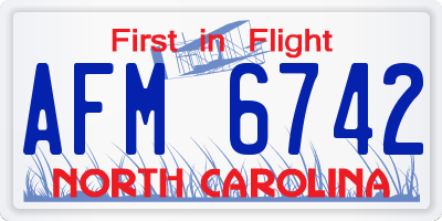 NC license plate AFM6742