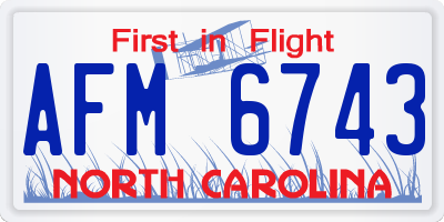 NC license plate AFM6743