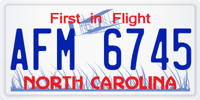 NC license plate AFM6745