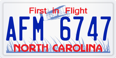 NC license plate AFM6747