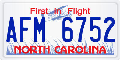 NC license plate AFM6752