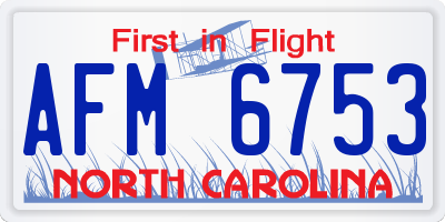 NC license plate AFM6753