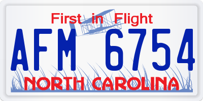NC license plate AFM6754