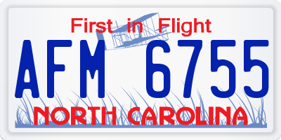 NC license plate AFM6755