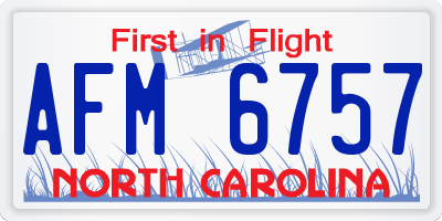 NC license plate AFM6757