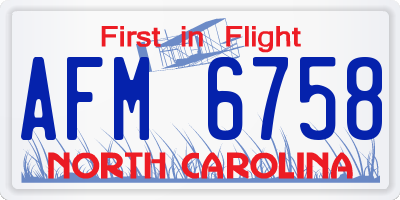 NC license plate AFM6758