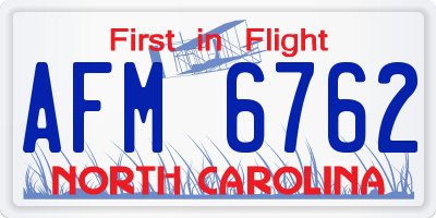 NC license plate AFM6762