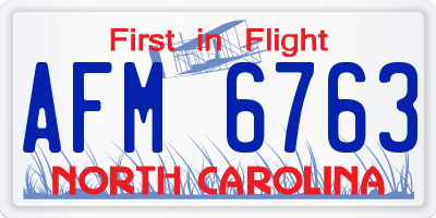 NC license plate AFM6763