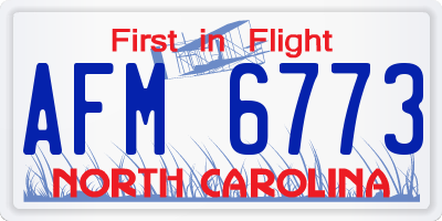 NC license plate AFM6773